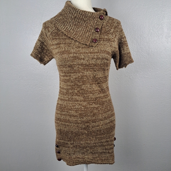 Ashley By 26 International Brown/ Tan Cowl Neck Sweater Dress Size Large - Picture 1 of 16